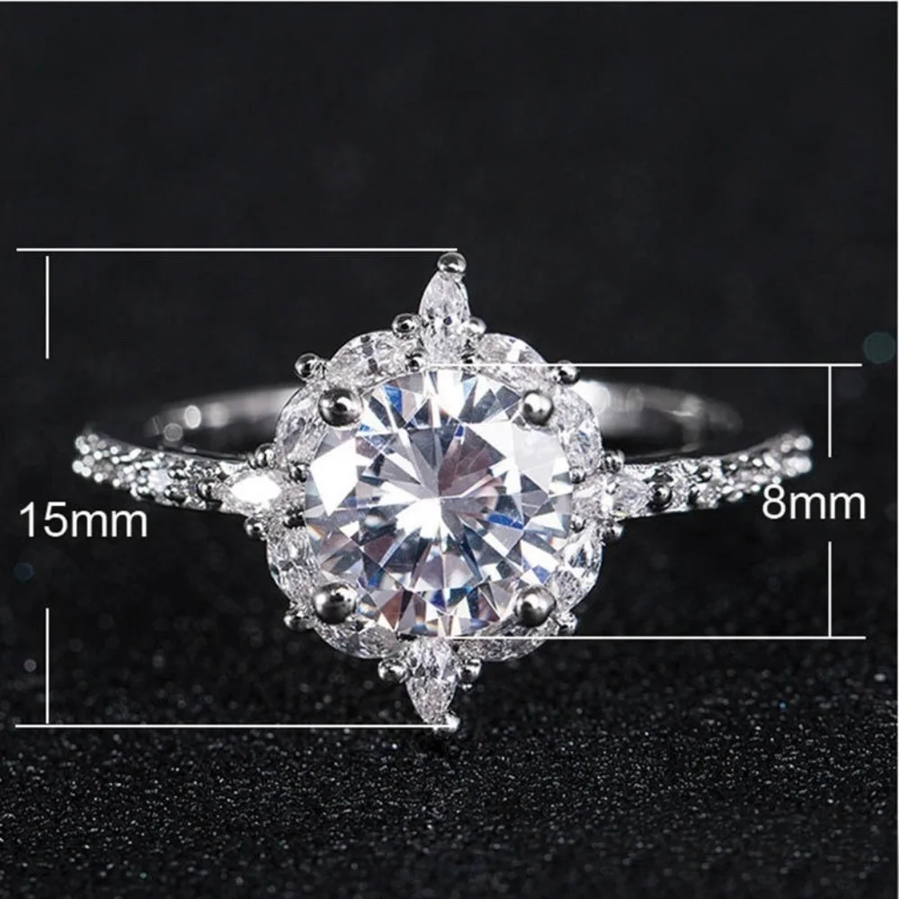 *GOLDIE* Silver x Zircon Round Fashion Inlay Ring Size 9